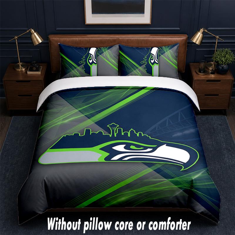 Seattle Seahawks Design Bed Bedding Set 1 Duvet Cover + 2 Pillowcases Soft Breathable Household Bed Linens