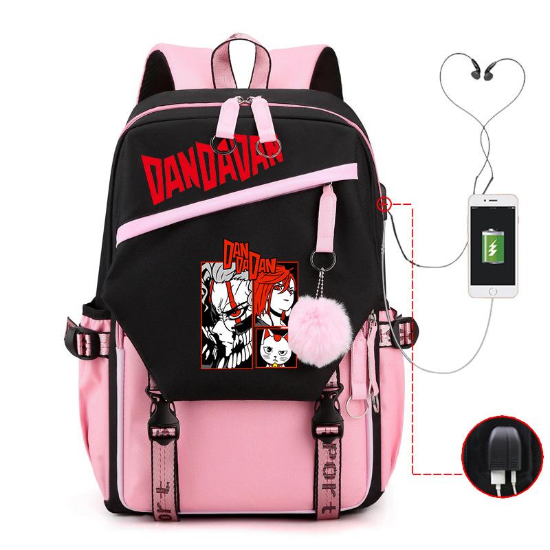 Dandadan Foreign Trade Children's Schoolbag Contrasting Color Neutral Backpack Usb Multi-functional Primary and Secondary School Backpack