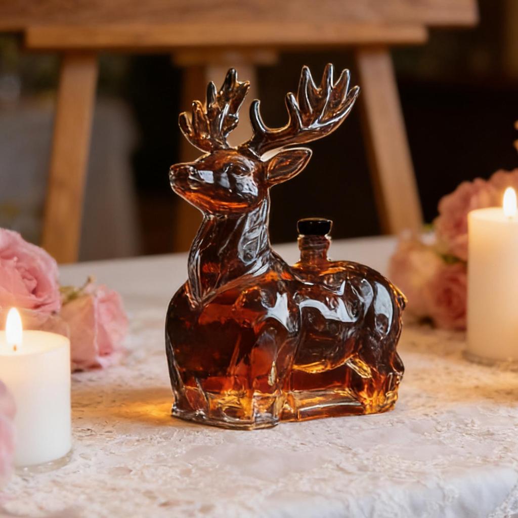 Hirsch Whiskey Glasflasche 120ml Rentier Whiskey Glasflasche Likör Dekanter Heimdeko für Männer Weihnachten Geburtstagsfeier