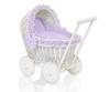 Wicker Doll Pram Pushchair White With Purple Bedding And Soft Lining Chiara