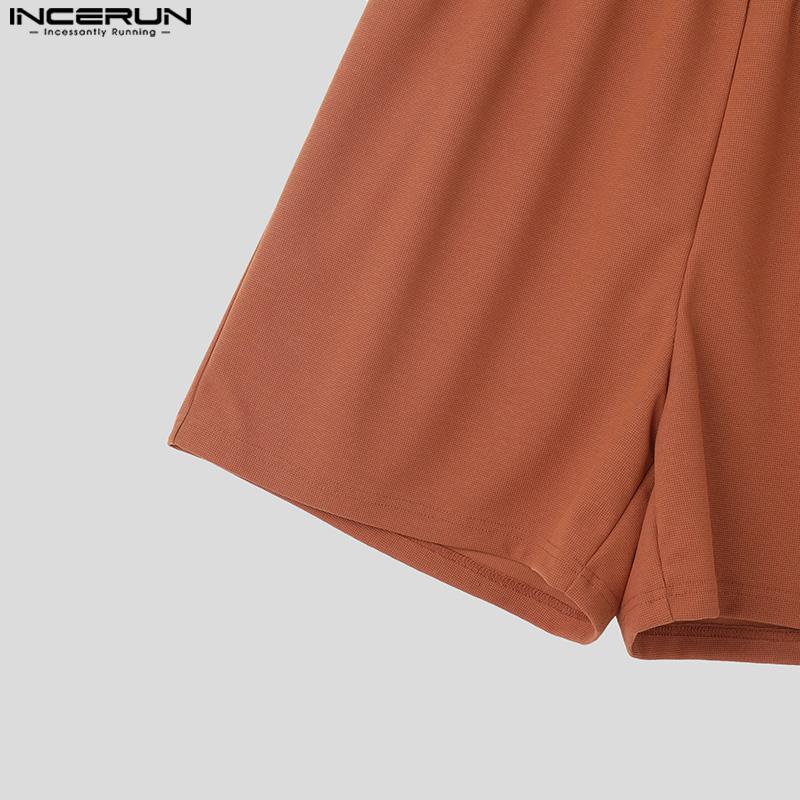 INCERUN Two Pieces Oversized Men Summer Short Sleeve T-Shirts and Loose Shorts Outfits Sets