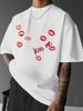 Red Lip Kiss Design Vintage Men's Women T Shirt Tee Streetwear Casual Oversize O-Neck Trendy G
