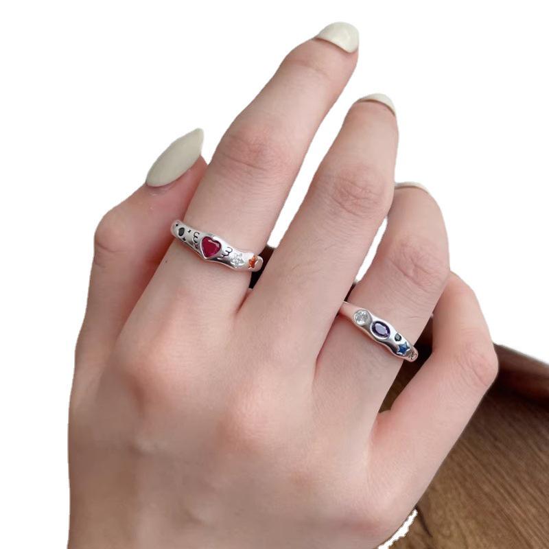 Trendy Adjustable Colorful Heart Zircon Ring for Women - Stackable & Chic