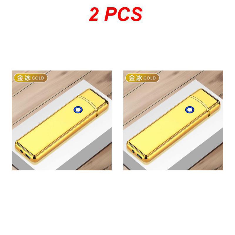 New Windproof Metal USB Lighter Lighter Jet Dual Plasma Arc Lighter Gas Electric Butane Chargeable Pipe Cigar Lig (No Gas)