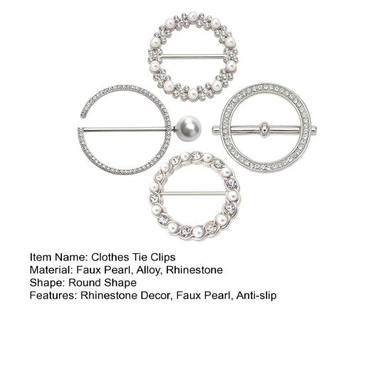 4 peças de botões de canto de roupas com nós redondos em forma de círculo falso pérola strass decoração cachecol anel