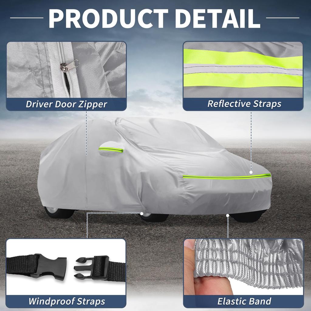 X AUTOHAUX Size Car Body New Waterproof Fabric Lightweight and Comfortable for Fleece Paint Seat Door Even If You Forget Windbreak Storage Sun Rainy