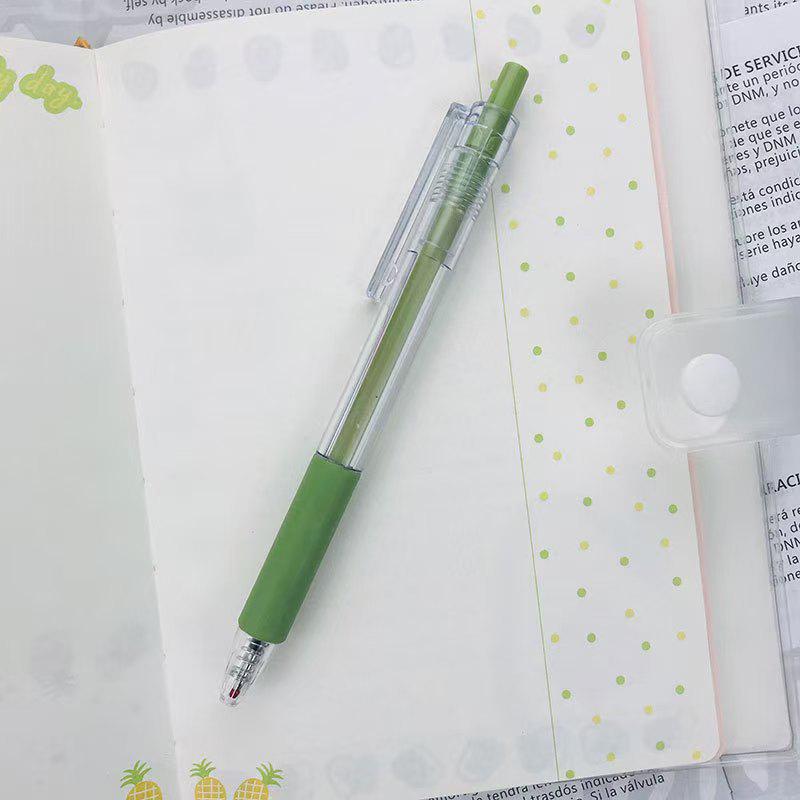 Morandi Color Push-Type Gel Pen - Simple Student Style, Black Sign Pen