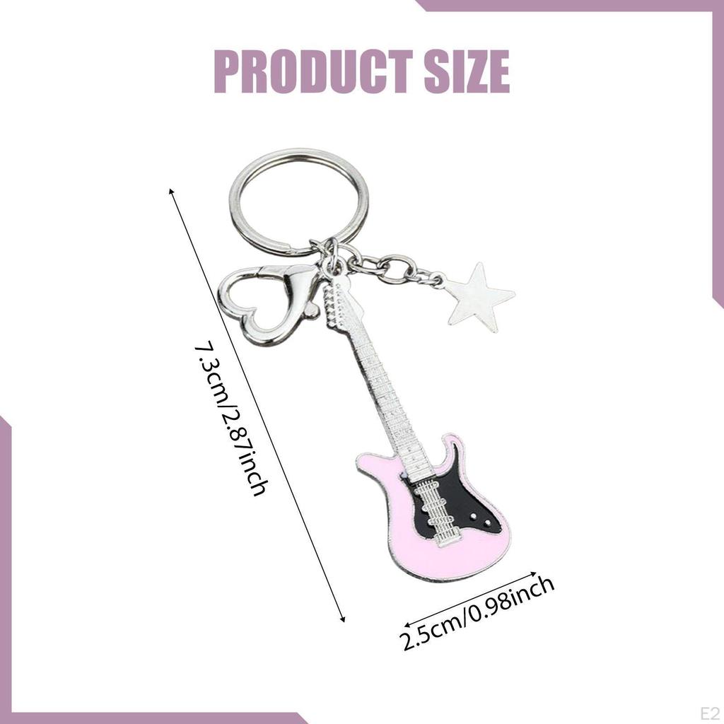 Guitar Keychain Pendant Party Favor Music Chain for Women Men Bag Purse