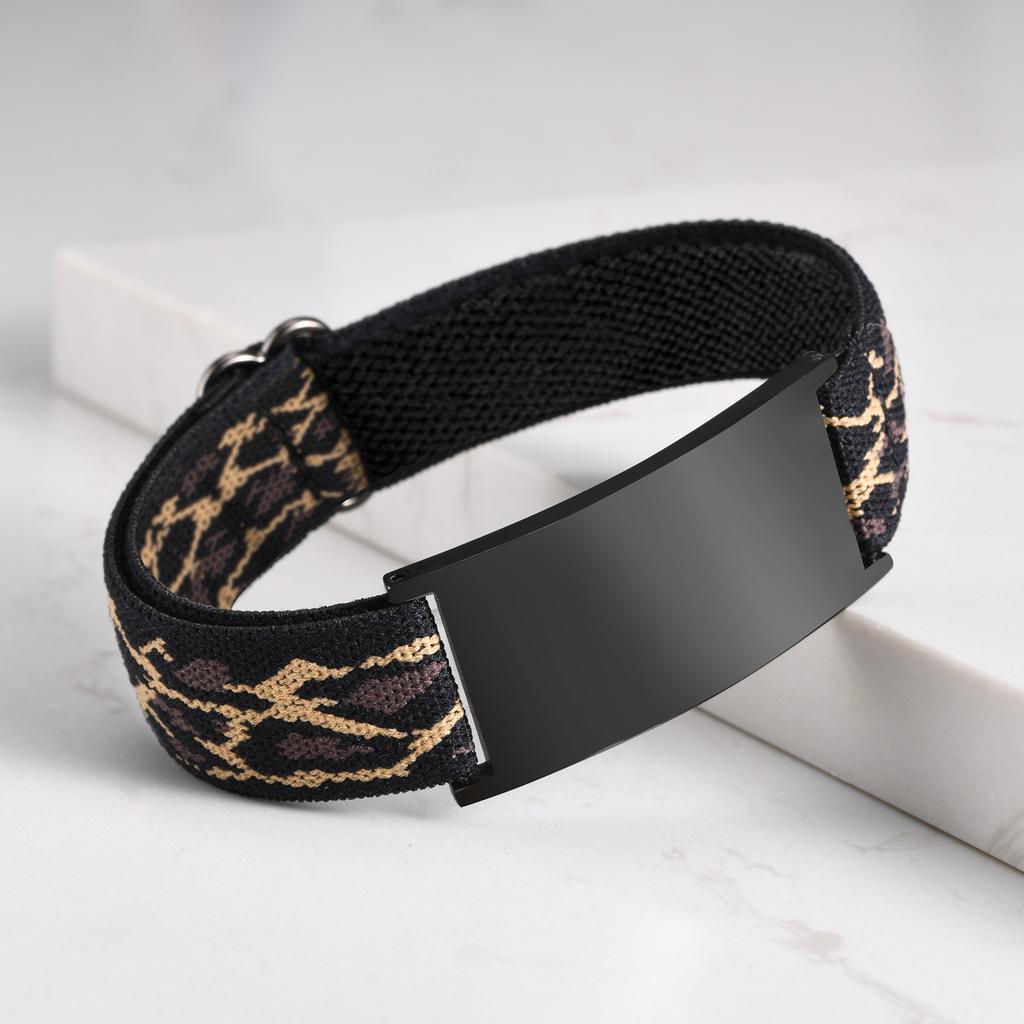 Customized Elastic Strap Bracelet for Girl Boys Teenagers,Engrave Words Name Number Stainless Steel Bracelet,Multiple Color
