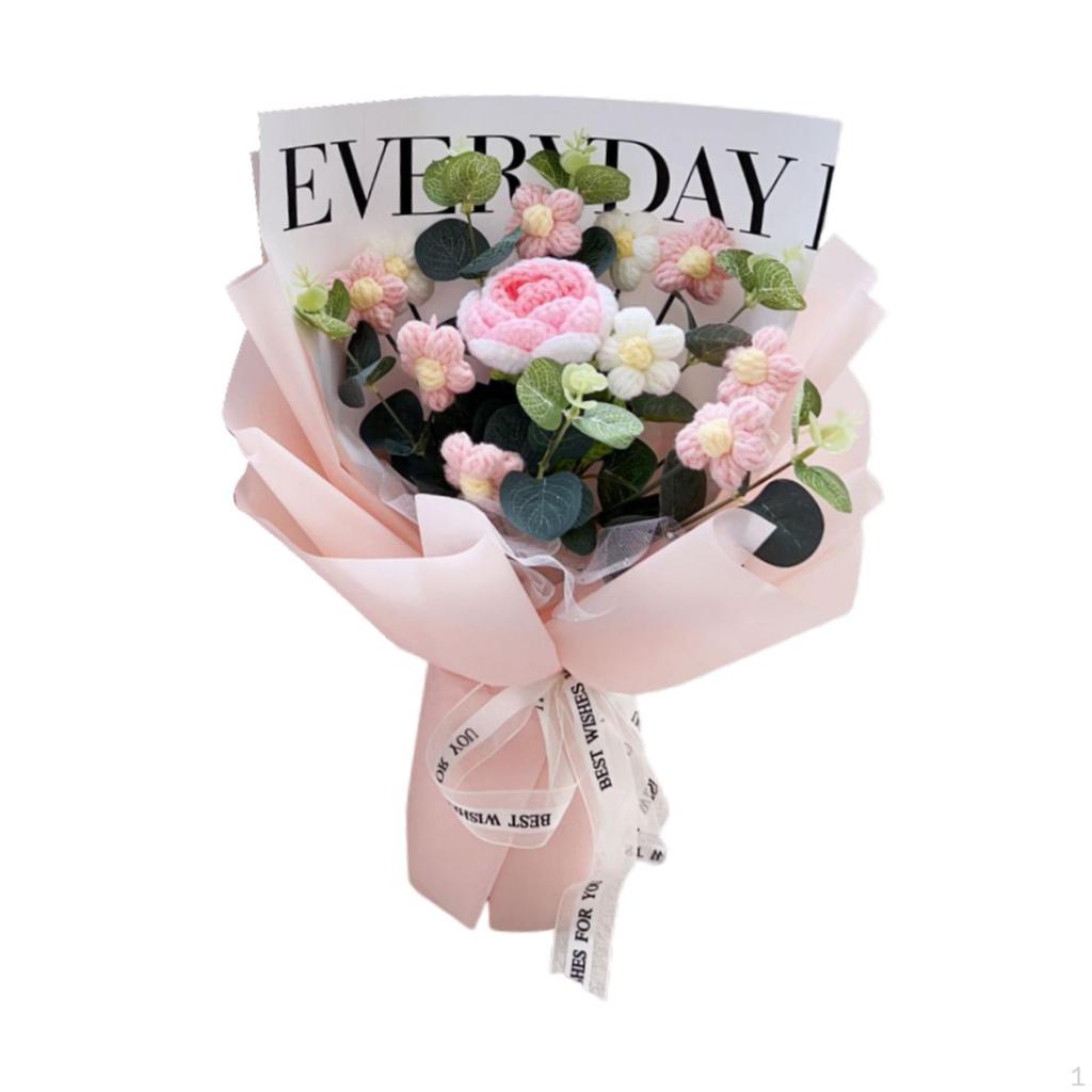 Artificial Flower Bouquet Crochet Design for Holiday Table Centerpiece Gift From Kids