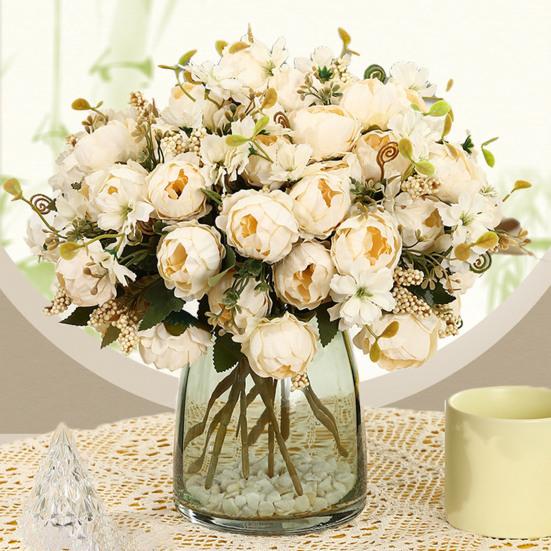 Fiori di Peonia Artificiali Fiori di Peonia Finti Misti Stelo Falso di Peonia Tocco Reale Finta Seta Bouquet per Composizioni Floreali Tavola da Pranzo Festa Nuziale Centrotavola