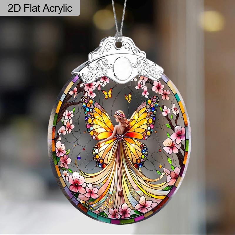 1pc Elf Butterfly Acrylic Ornament, Stained Effect Decor for Home/Car/Bar/Bedroom, White Elephant & Seasonal Gift