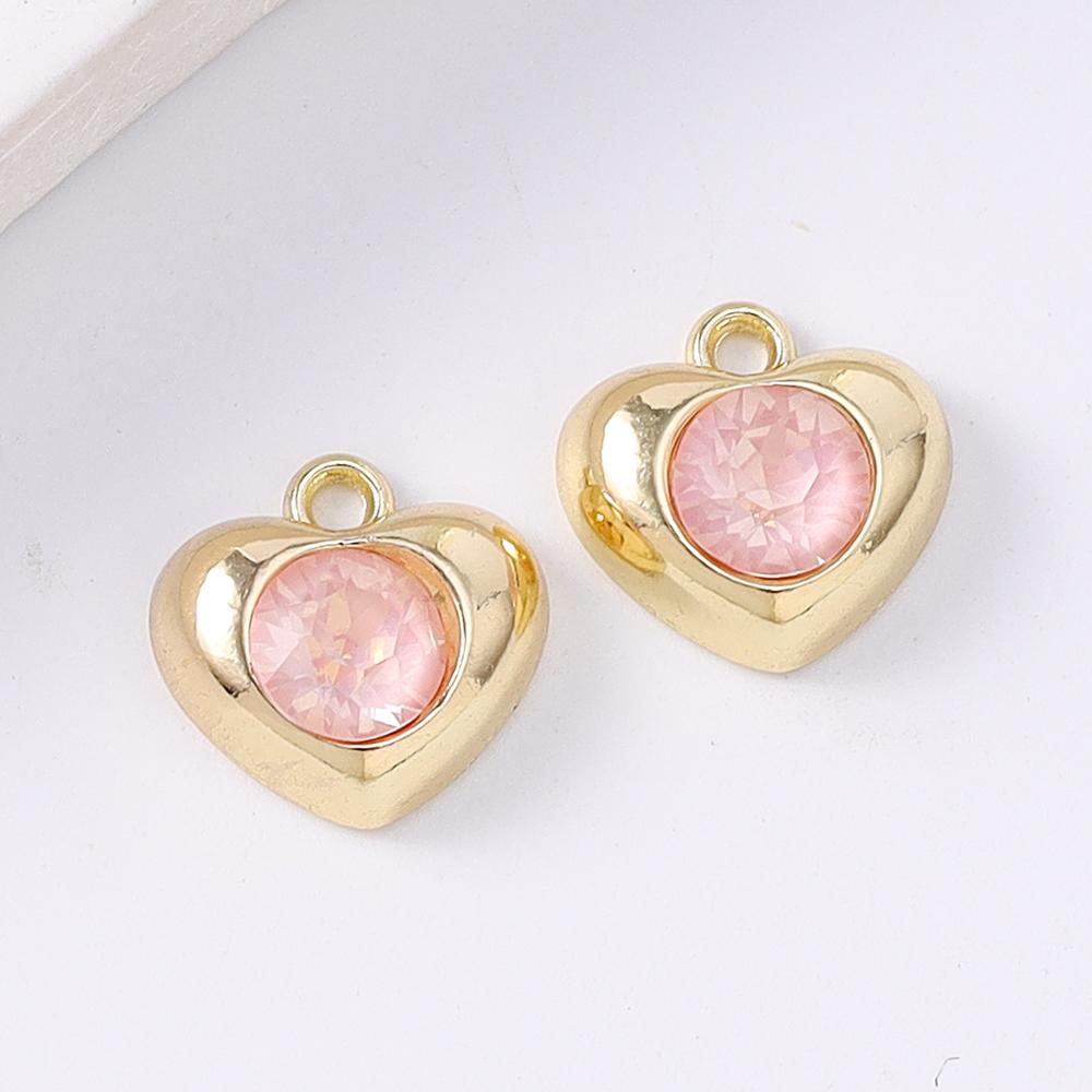5pcs Exquistite Crystal Zircon Love Heart Charms Pendants for Making Necklace Earrings Bracelet DIY Handmade Jewelry Accessories