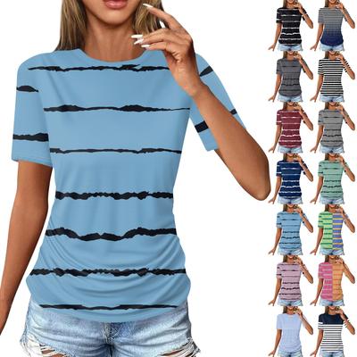 Γυναικεία T-shirts Μοντέρνα Casual Μπλούζες με Στρογγυλή Λαιμόκοψη και Κοντό Μανίκι με Τύπωμα