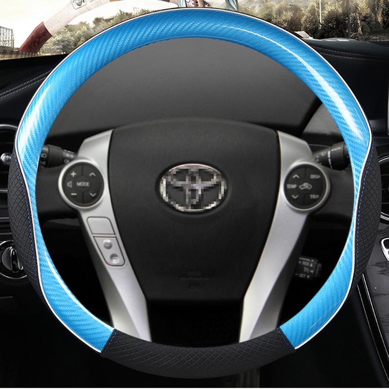 Koolstofvezel + Leer Auto Stuurwielhoes Voor Toyota Prius 30 20 Prius V Prius C Prius Prime Massage Auto Accessoires