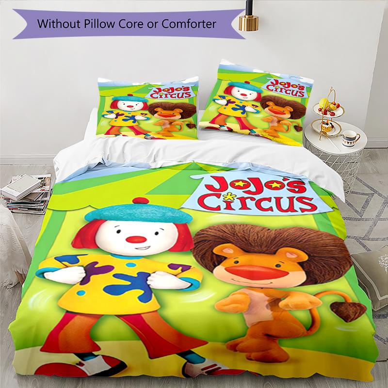 3pcs JoJo's Circus Bedding Set Duvet Cover Closure Includes 1 Duvet Cover & 2 Pillowcases, Soft and Comfortable for All Seasons.