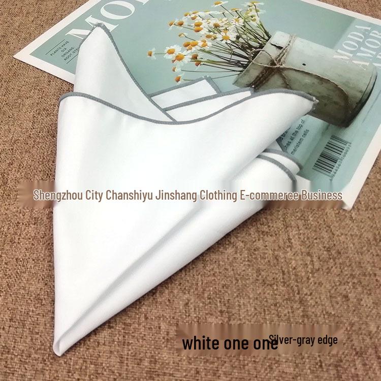 Elegant Pure White Cotton Men's Pocket Square 23cm