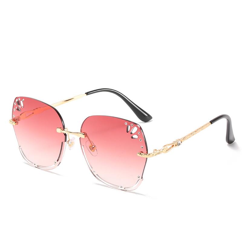 Hollow frameless sun lady square sunglasses trend casual vacation glasses fashion gradual change color sunglasses