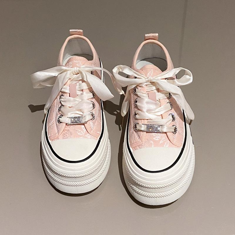 Summer trend sail new Chinese versatile muffin thick-soled canvas women's shoes rhinestone cloth board shoes casual shoes Korean version of the price
