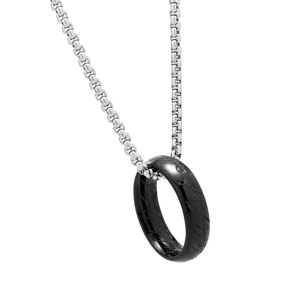 Men's Retro Finger Ring Necklace Titaniums Steel Clavicle Chain Unisex Choker Everyday Wear Neckchain Accessories