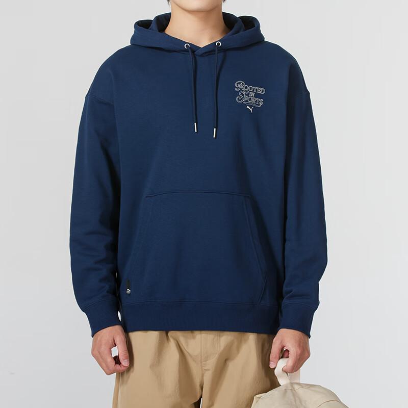 Puma Letter Embroidery Hooded Comfortable Breathable Casual Color Block Long Sleeve Sweatshirt Men sweatshirt Blue 631036-14