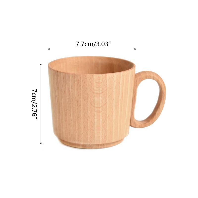 Wood Coffee Cups Elegant Handmade Wooden Mugs Eco-Friendly Wood Drinking Cup with Handle for Coffee Tea Water Juice Milk