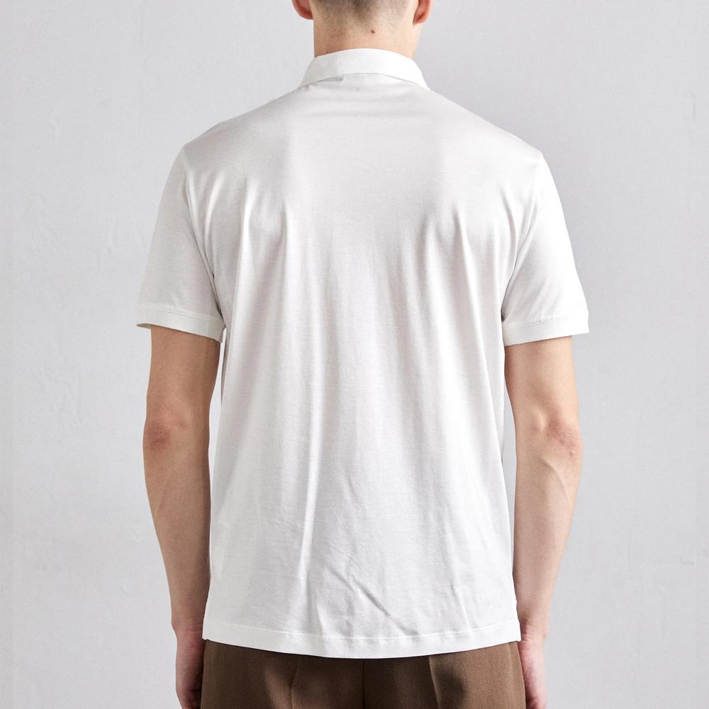 Emporio Armani Solid Color Embroidered Polo Shirt Men Tops White EM001704AF10017M0131