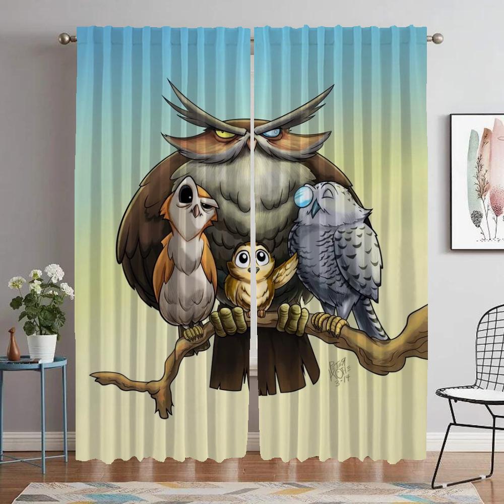 Cartoon Eule Moderne Wohnzimmer Vorhänge für Kamera Tüll für Schlafzimmer Schattierungen Halloween Dekoration Trennwand Fenstervorhang Kind