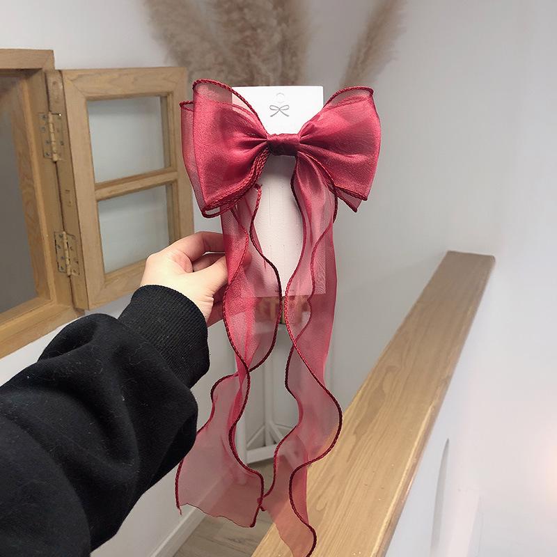 

Органза Большой Бант Длинная Лента Заколка для Волос - Женский Декоративный Аксессуар для Волос с Лентой