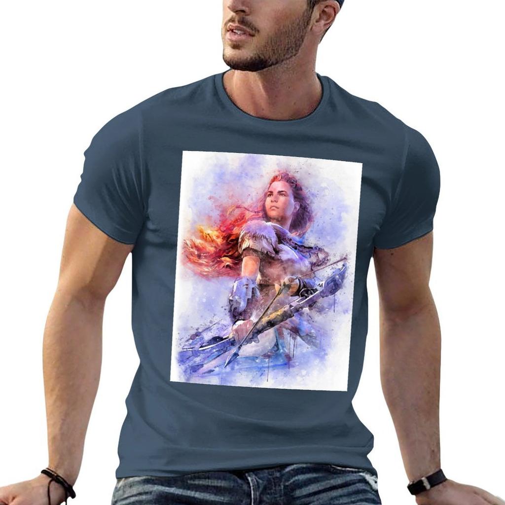 Aloy Watercolour T-Shirt Cotton T Shirts Unisex 100% Anime T Shirts for Unisex T Shirts for Unisex Graphic Tees T-shirt