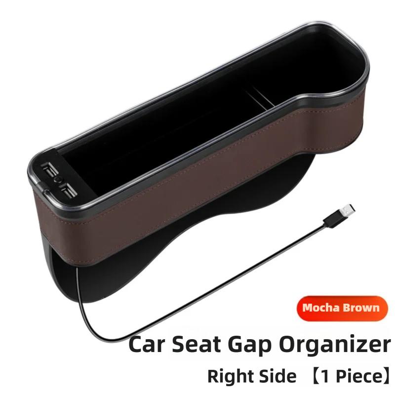 Riempitivo Fessura Sedile Auto Portabicchieri LED Cambia Colore 7 Colori Scatola Organizer Portaoggetti Fessura Auto Con Caricatore 2Usb Accessori Auto