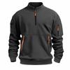 Stand-up Collar Spring and Autumn Men's Sweatshirt Zipper Multi-pocket Semi-zipper Pullover Sports and Casual Top