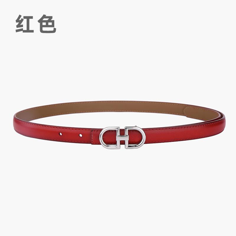 Leather Women'S Belt Simple Double Ring Belt With Jeans Casual Pants Belt Women'S Model