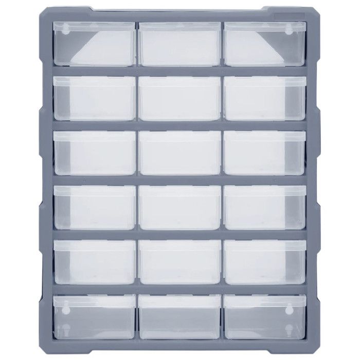 Organisateur multi-tiroirs - VIDAXL - 18 tiroirs - Transparent - 38x16x47 cm - Plastique résistant