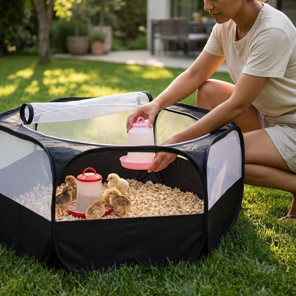 Portable Small Animal Outdoor Enclosure with Cover - Breathable Pet Tent for Chickens, Rabbits and Small