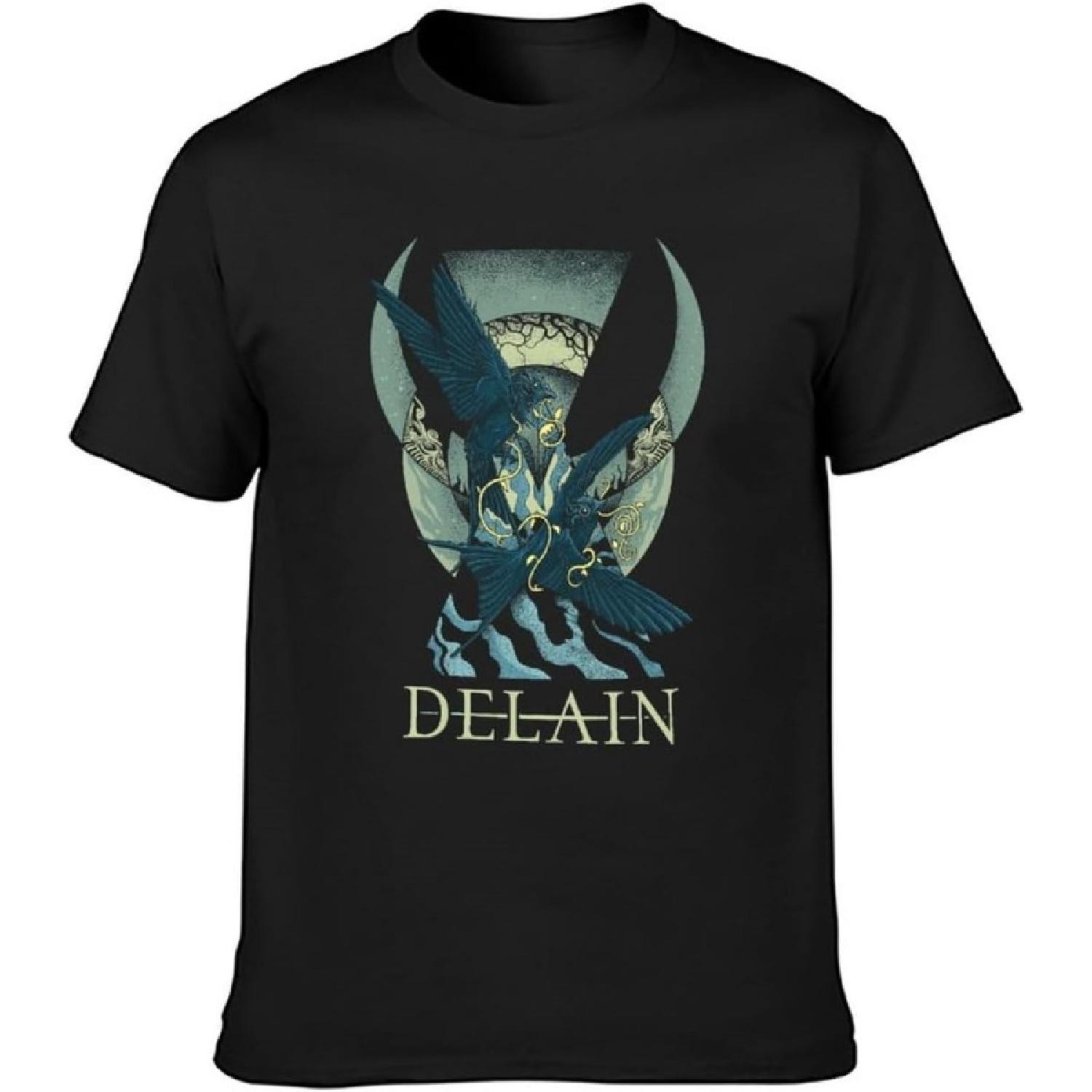 BAIZIHUI Delain Men s T-Shirt Short Sleeve Tee Tops Design Black S