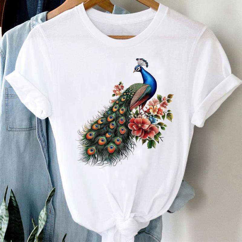 (Asian Size) Clothing Lady o-neck Short Sleeve T-shirts Printed Female flower trend Top Casual T Shirt Fashion Women Graphic Tee
