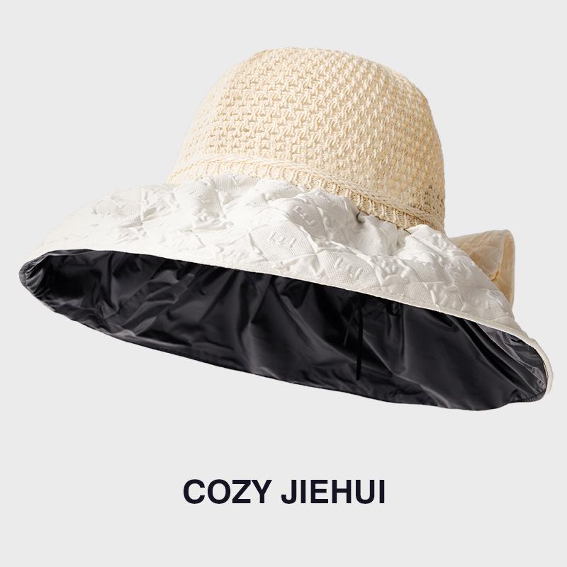 

2025 Korean version hat women s sun hat women s high-end hairpin type sunscreen empty top sun hat outdoor sun hat new бежевий