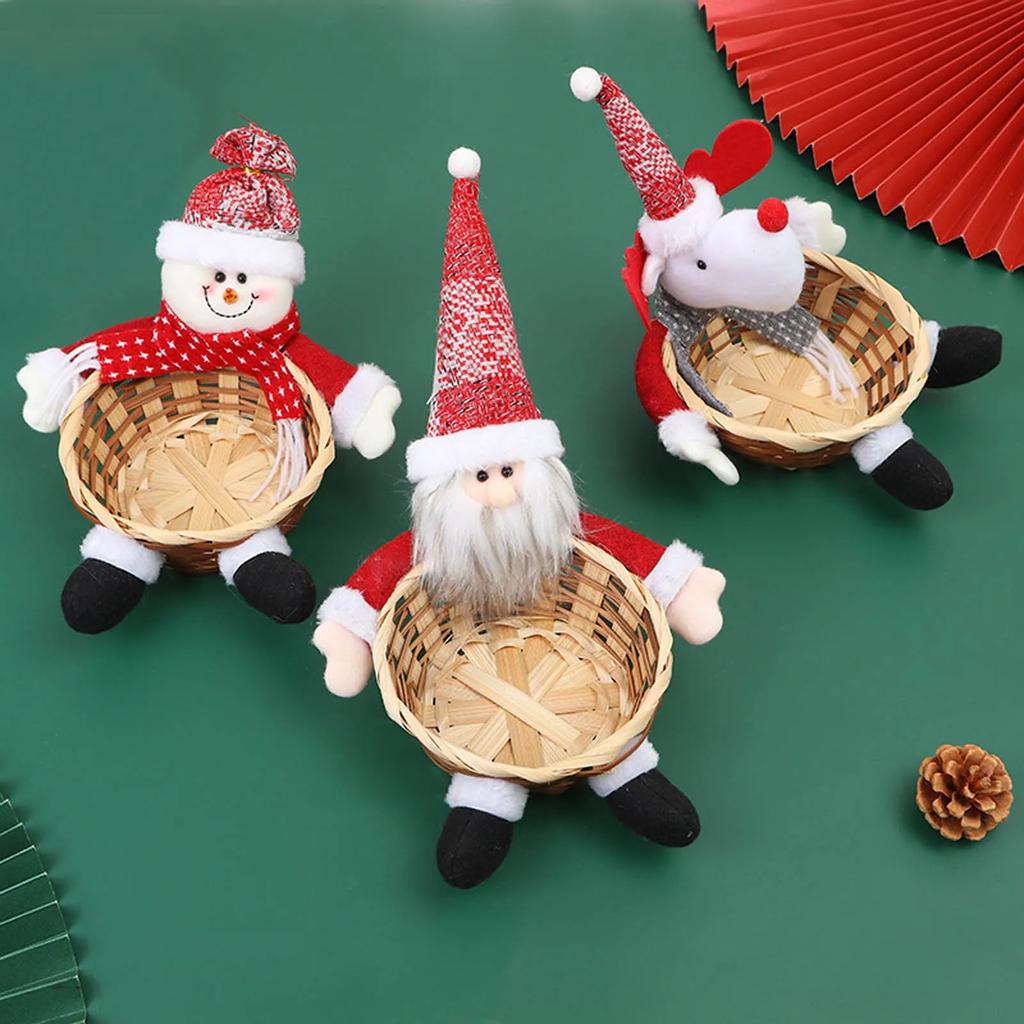 Decorazione Casa Boho 1 pz Cestino Porta Caramelle di Natale Babbo Natale Pupazzo di Neve Ciotola per Caramelle Cestino di Caramelle Navidad Decorazione per la Casa