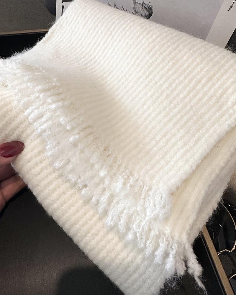 Unisex Grey Wool Blend Knit Snood Scarf for Winter Warmth