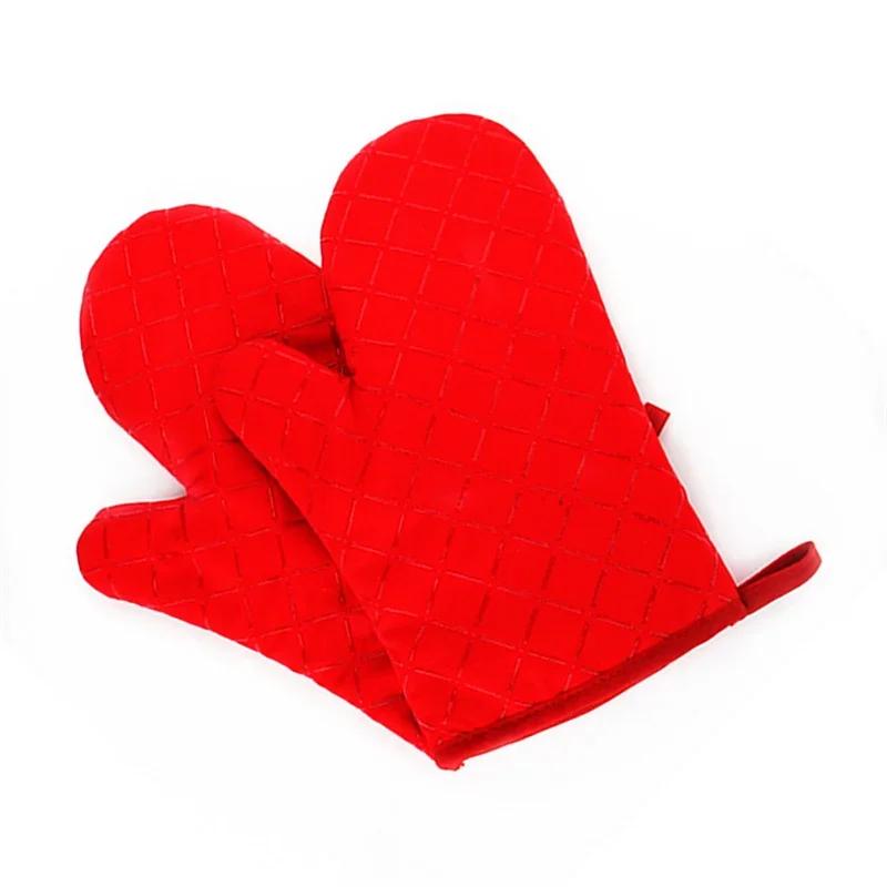 2 Pcs Kitchen Oven Mitts With Non-Slip Silicone Printed Cotton Glove 1 Pair of Heat Resistant Cooking Baking Grilling Tools