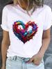 (Asian Size) Trend Love Trend Cute Women Fashion Printed Casual T Shirt Tee Top Lady Female Graphic Short Sleeve T-shirts Clothing