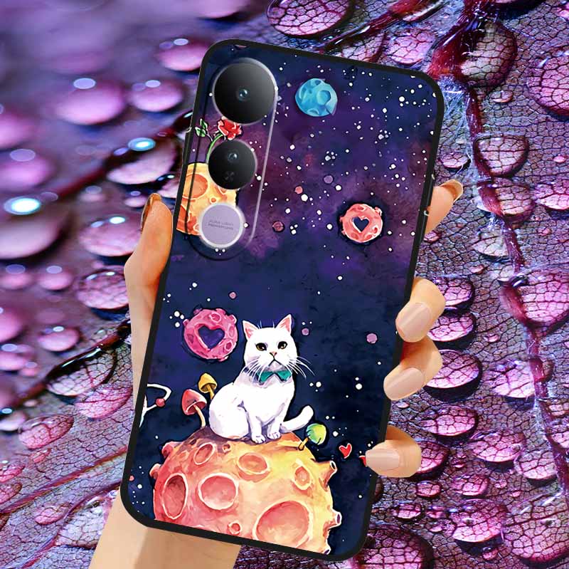 Case For Vivo V50 Lite Soft 3D Flower Relief Emboss Silicone Covers for Vivo V 50 Lite 4G 5G V50Lite Soft Capa Protective Casing