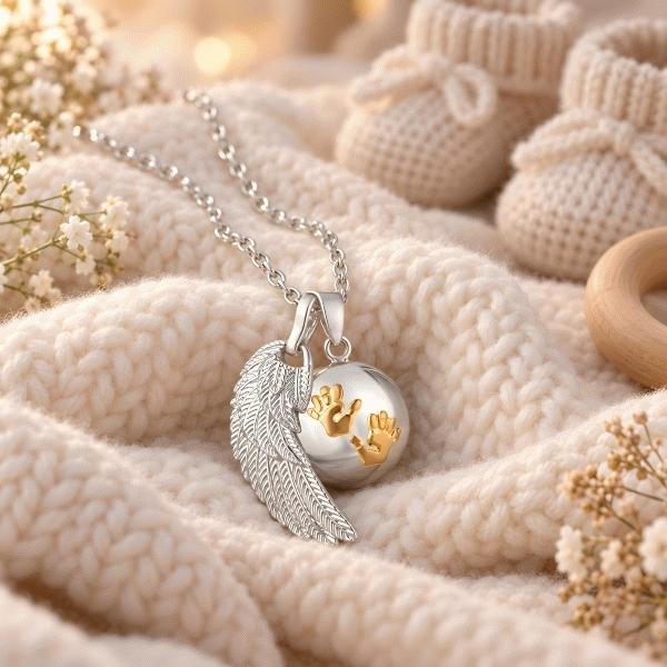 Bola de grossesse aile d'ange et boule avec empreintes bébé