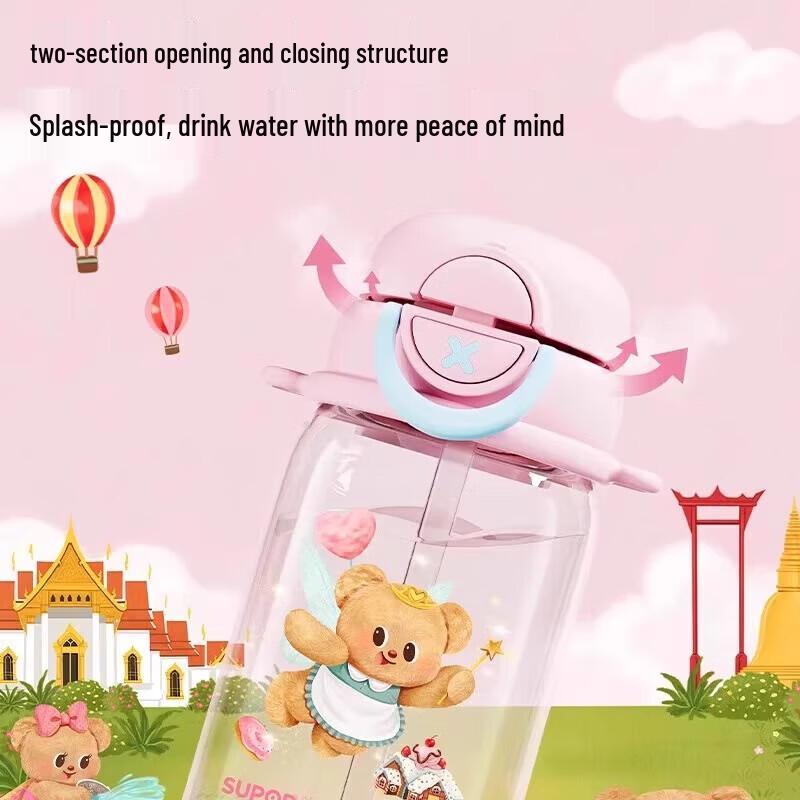 SUPOR Butter Bear Children's Dual-Drink Glass Water Bottle