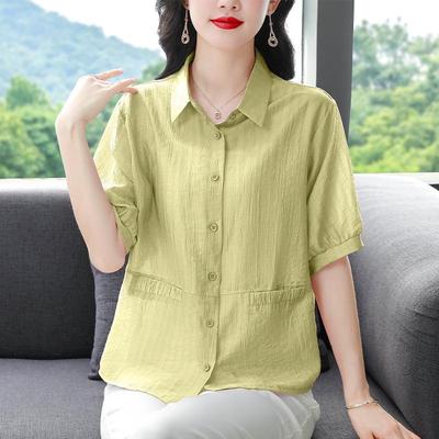 חולצות קיץ 2025 קלות משקל מכותנה פשתן רפויה - מידות גדולות, שרוולים קצרים, עיצוב מחמיא ונושם לאמהות