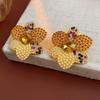 Vintage Flower Earrings for Women Inlaid with Zircon Pearl Exaggerated Stud Earring High-end Retro Zircon for Wedding