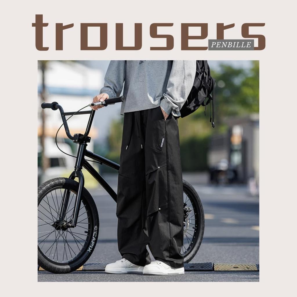 PenBille Cargo Outdoor Adjustable Long Wide Leg Easy Plus Sizes Stylish Street High Size L Men's Pants, Fall/Winter Wear, Drawstring, Pants, Pants,