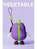 Cute Veggie Mini Coin Purse & Earphone Holder with Dazed Expression - Silicone Pendant for Kids