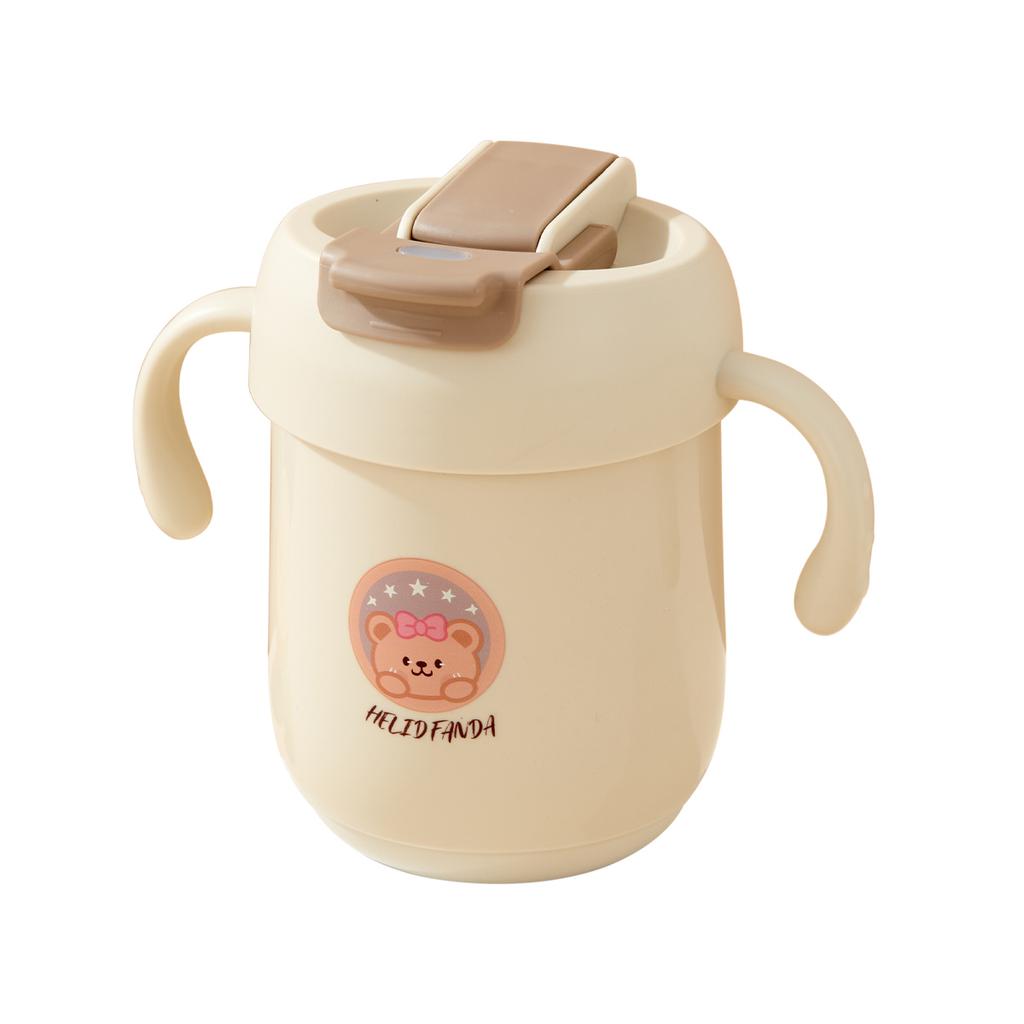 360ml Double Drink Water Bottle Kid 304 Stainless Steel Anti-scalding Drinking Cup With Straw&Handle Children Drinkware